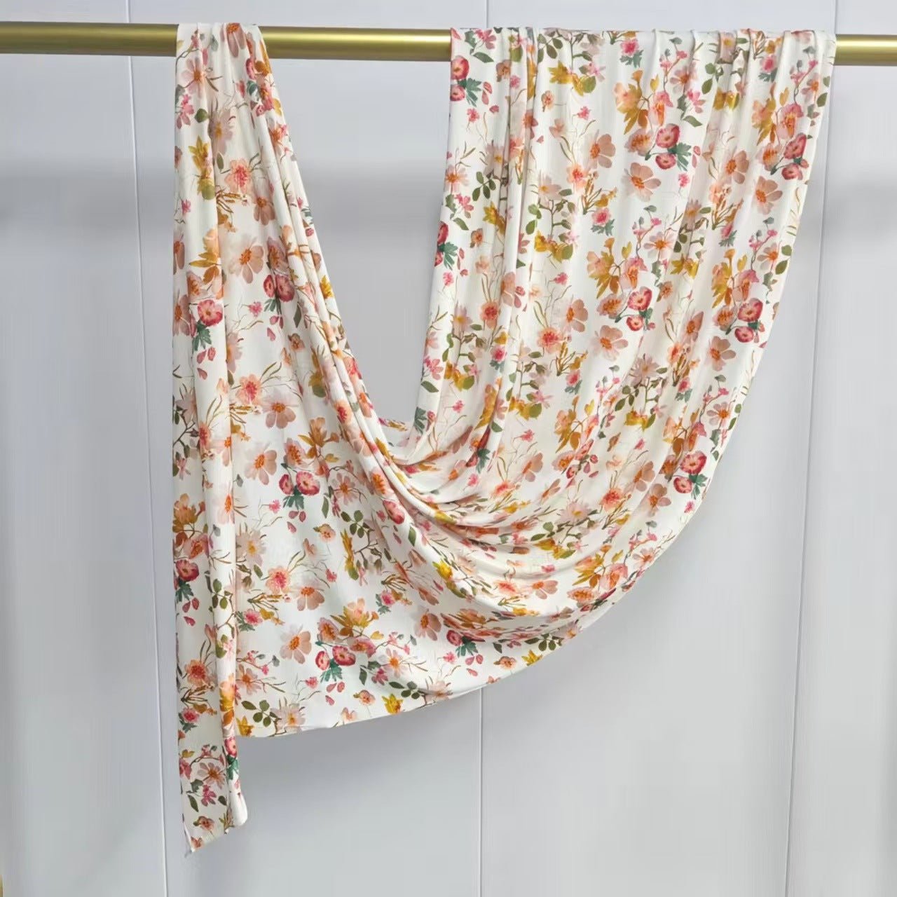 Ivory Wildflower Mercerized Cotton Hijab | Lunar Elegance