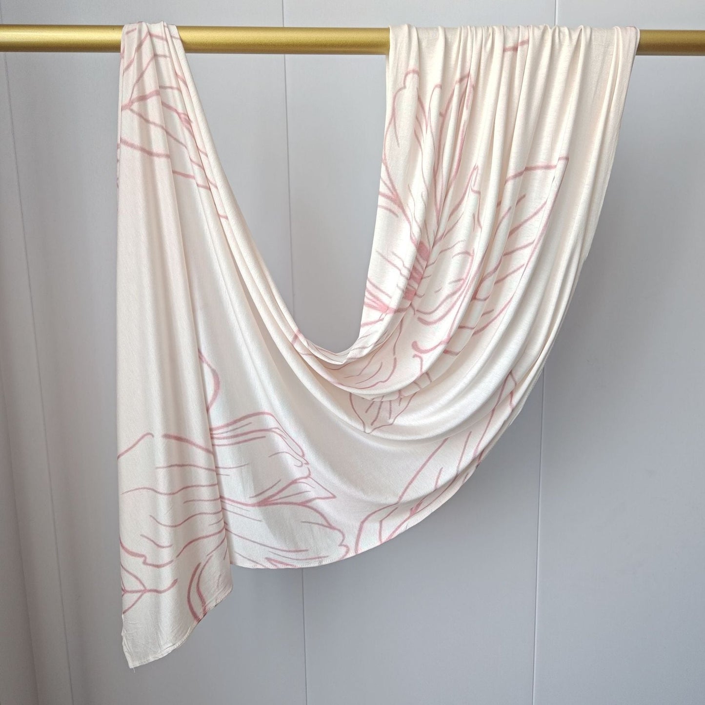 Blush Line Art Mercerized Cotton Hijab | Lunar Elegance
