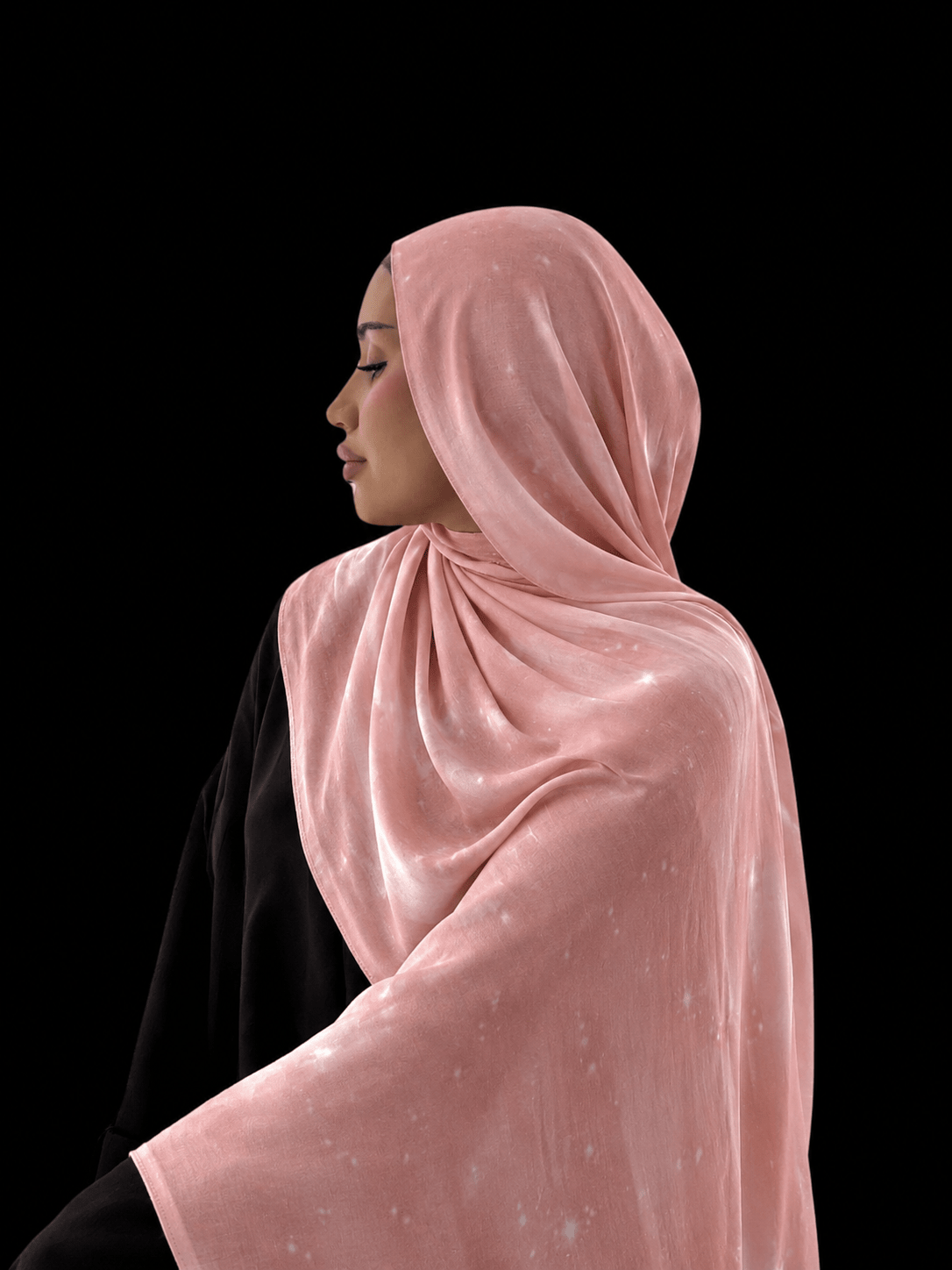 Blush Pink Printed Mercerized Cotton Hijab | Lunar Elegance