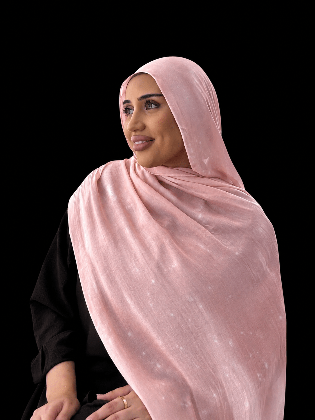 Blush Pink Printed Mercerized Cotton Hijab | Lunar Elegance