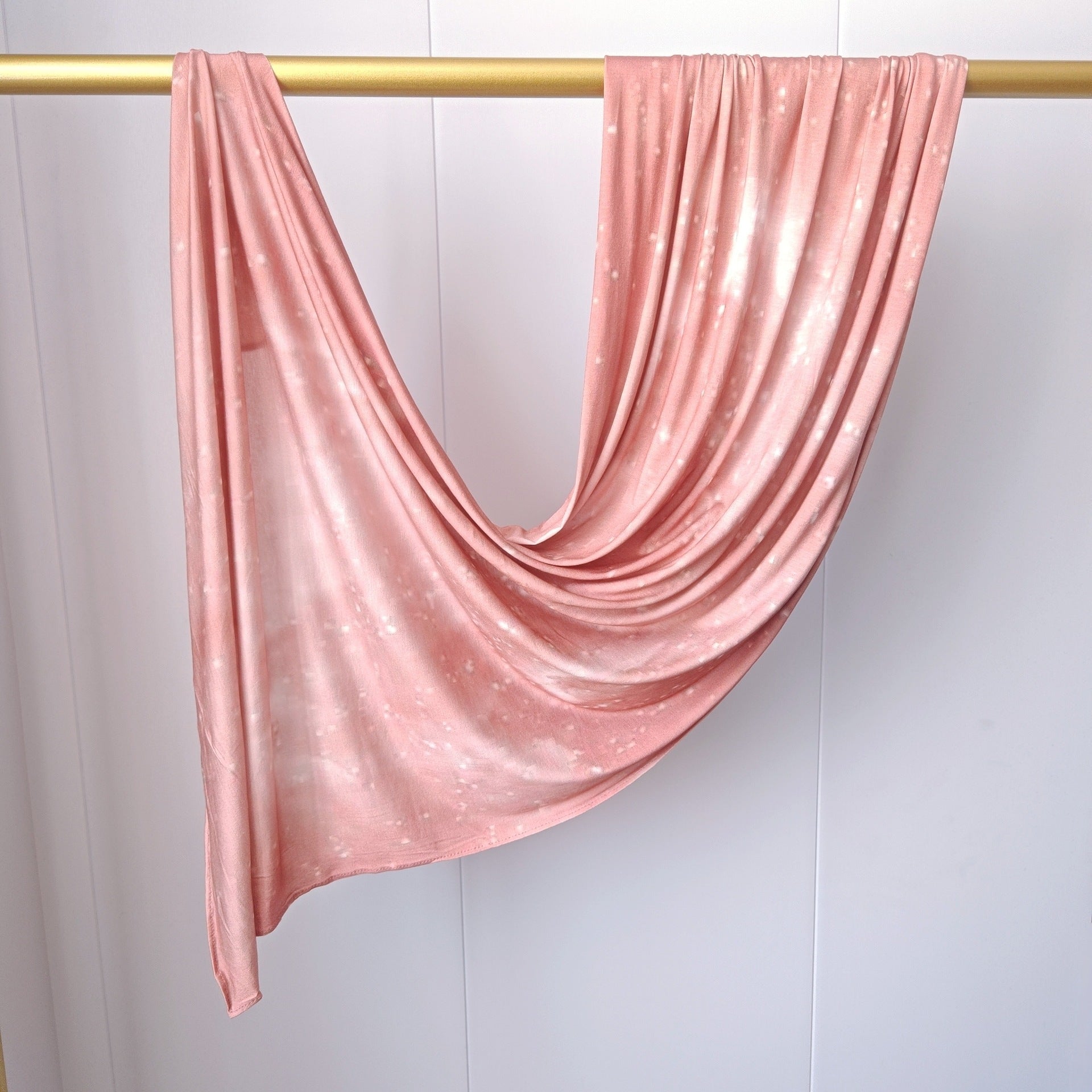 Blush Pink Printed Mercerized Cotton Hijab | Lunar Elegance
