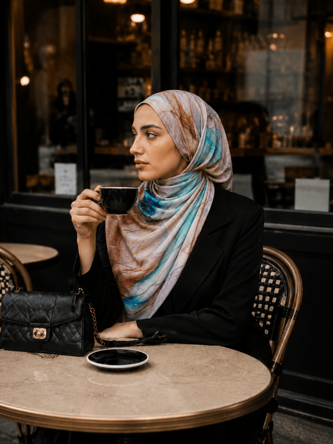 Bohemian Marble Mercerized Cotton Hijab | Lunar Elegance