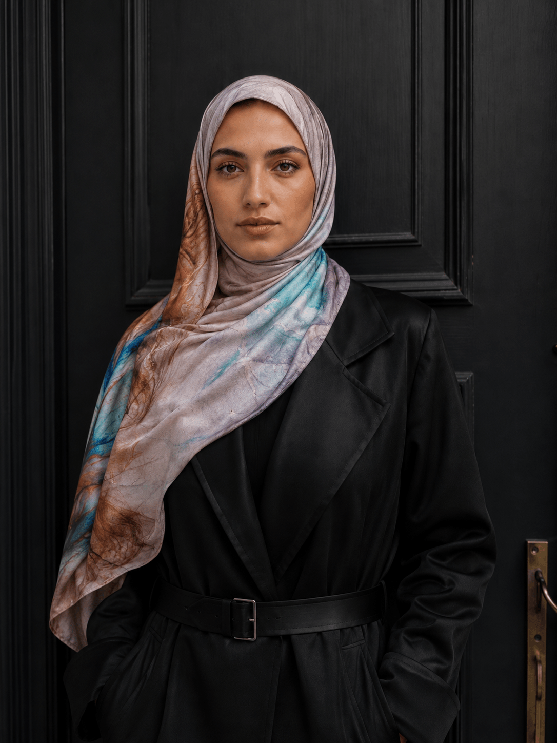 Bohemian Marble Mercerized Cotton Hijab | Lunar Elegance