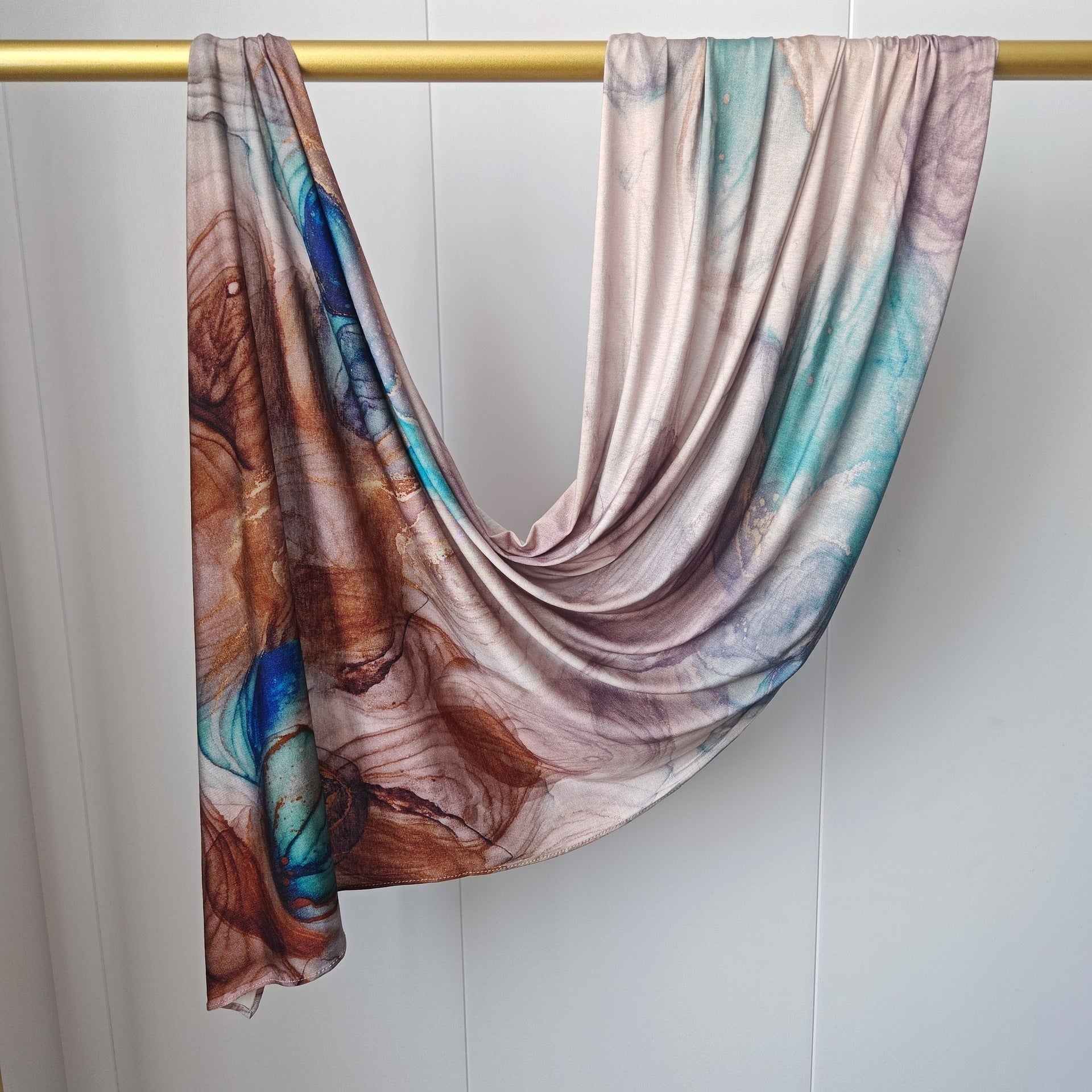 Bohemian Marble Mercerized Cotton Hijab | Lunar Elegance