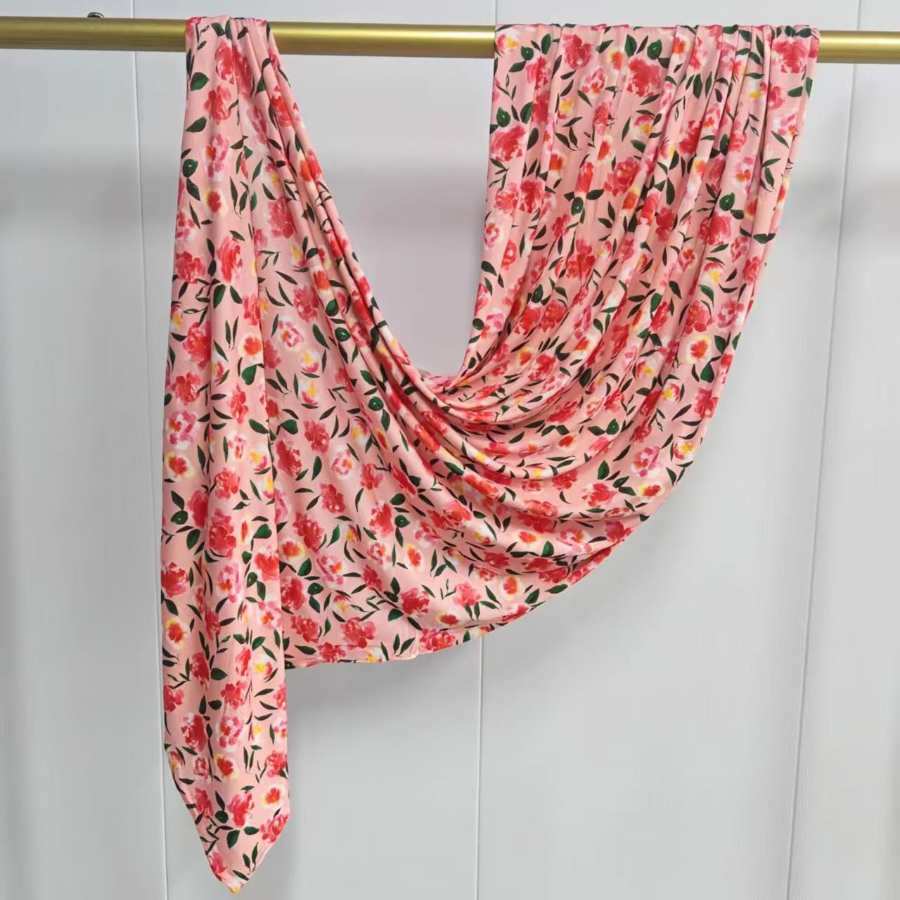 Pink Floral Mercerized Cotton Hijab | Lunar Elegance