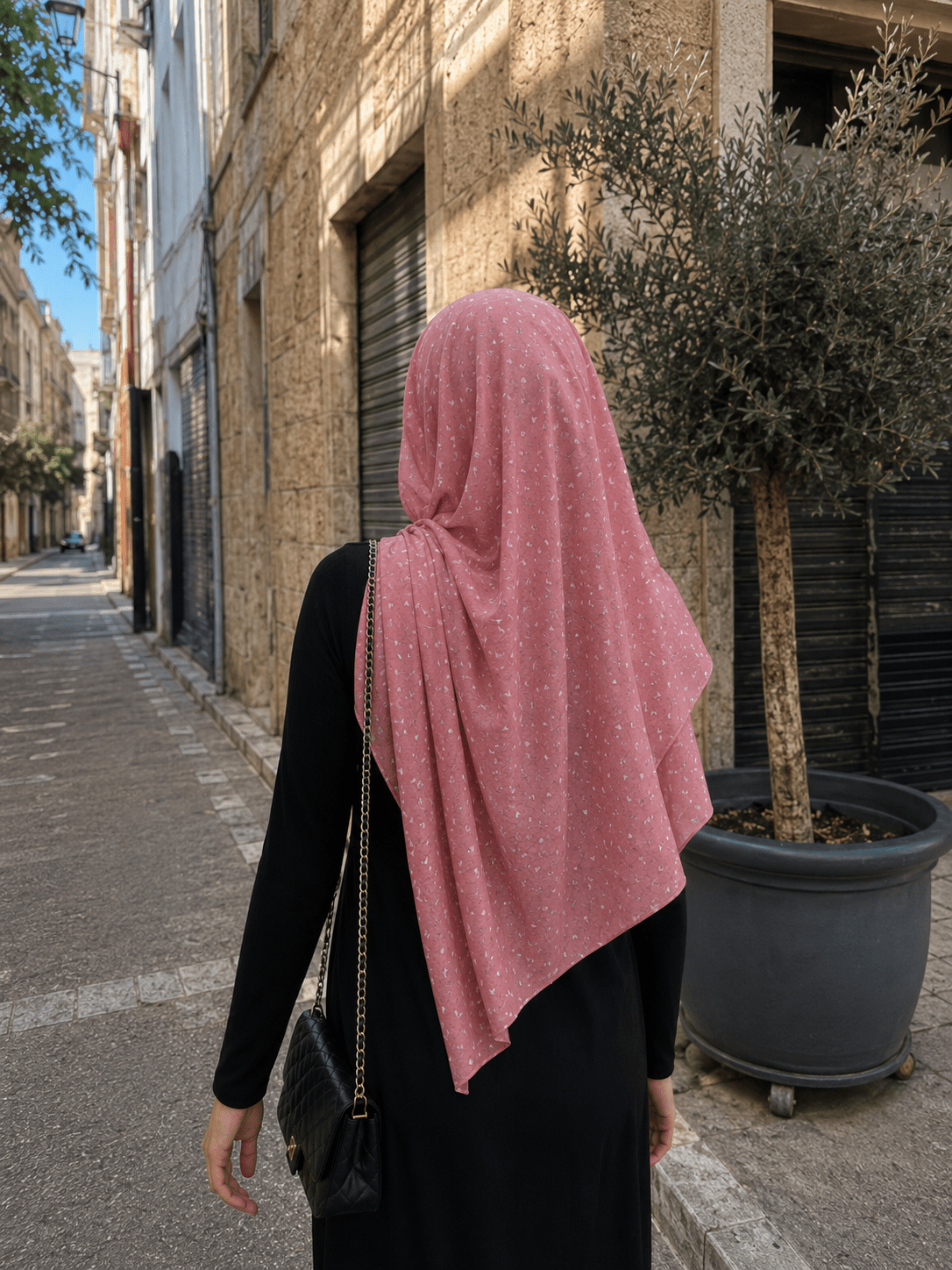 Coral Pink Heart Mercerized Cotton Hijab | Lunar Elegance