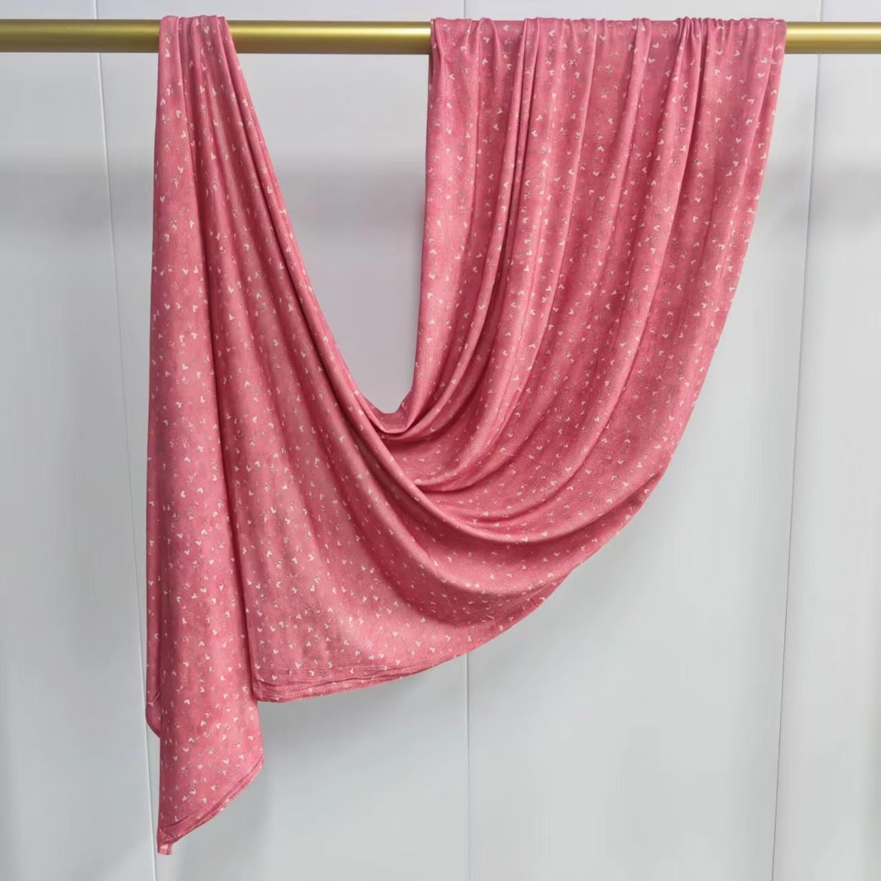 Coral Pink Heart Mercerized Cotton Hijab | Lunar Elegance