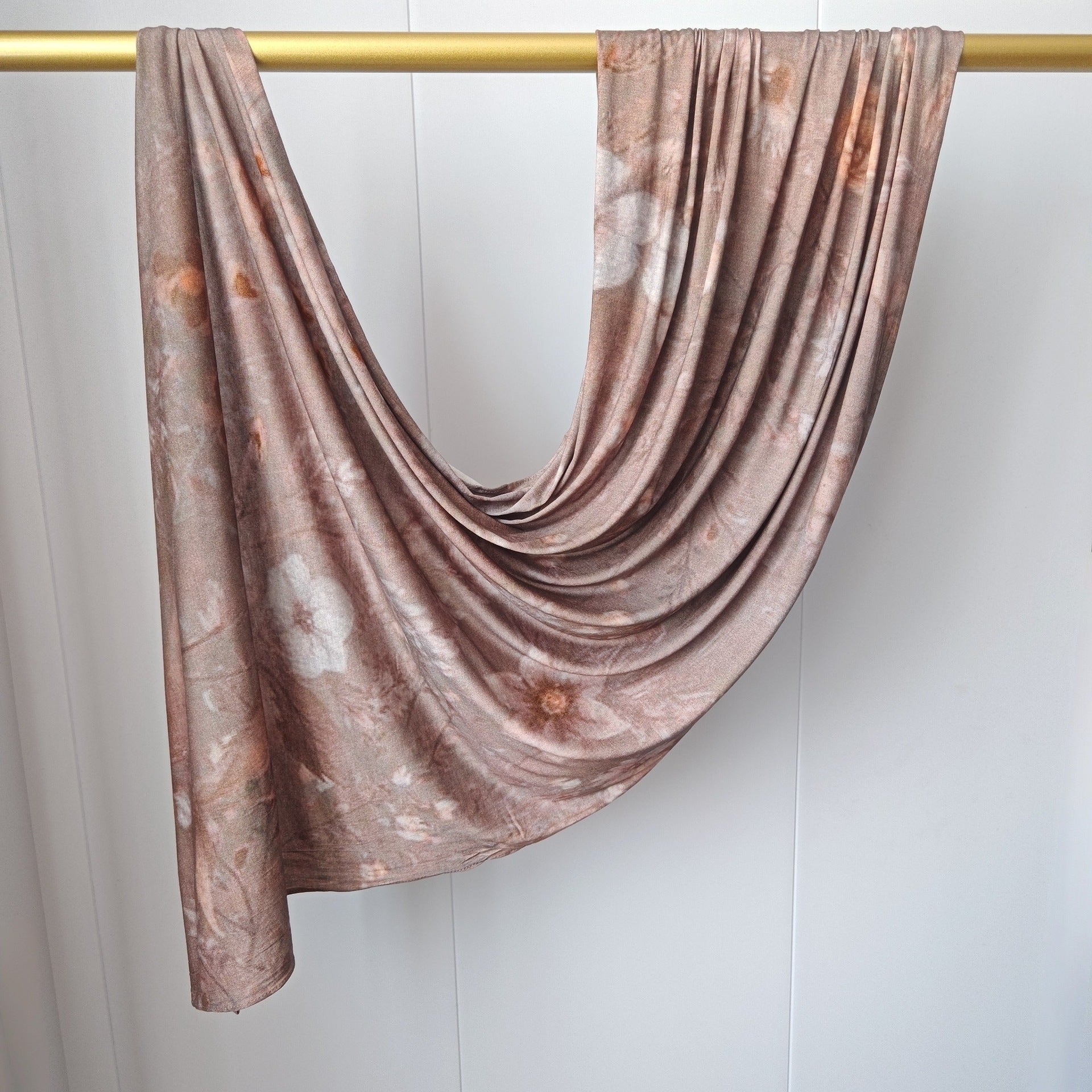 Taupe Marble Mercerized Cotton Hijab | Lunar Elegance