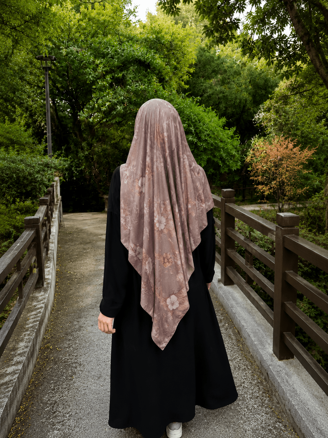 Taupe Marble Mercerized Cotton Hijab | Lunar Elegance