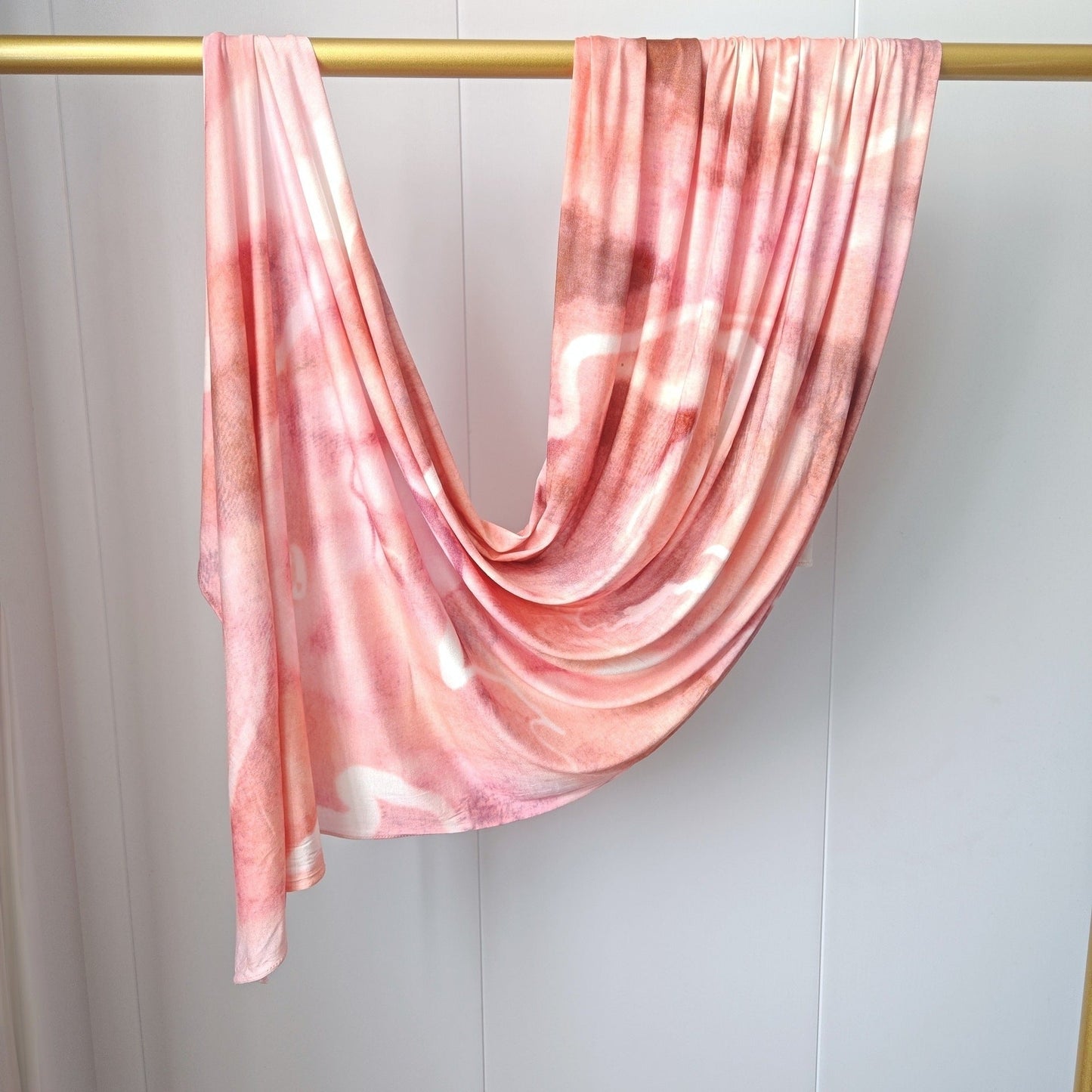 Blush Rose Marble Mercerized Cotton Hijab | Lunar Elegance