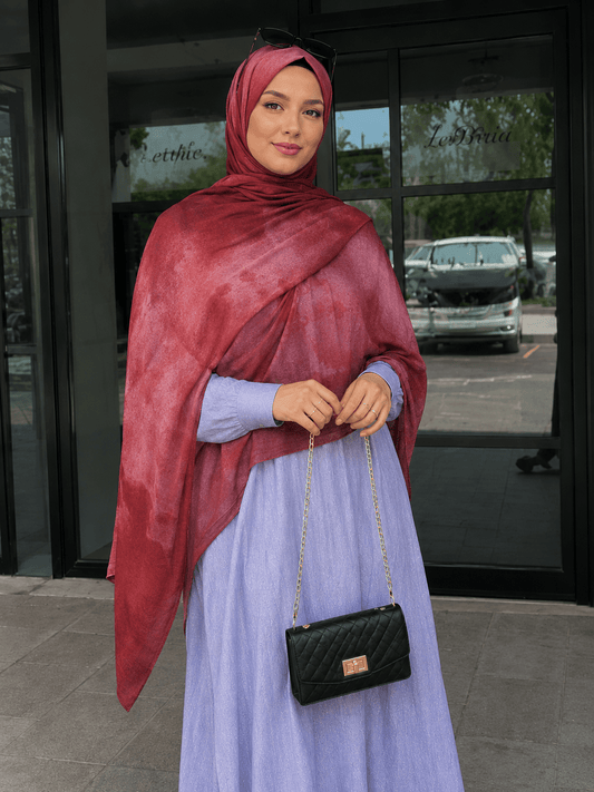 Burgundy Marble Mercerized Cotton Hijab | Lunar Elegance