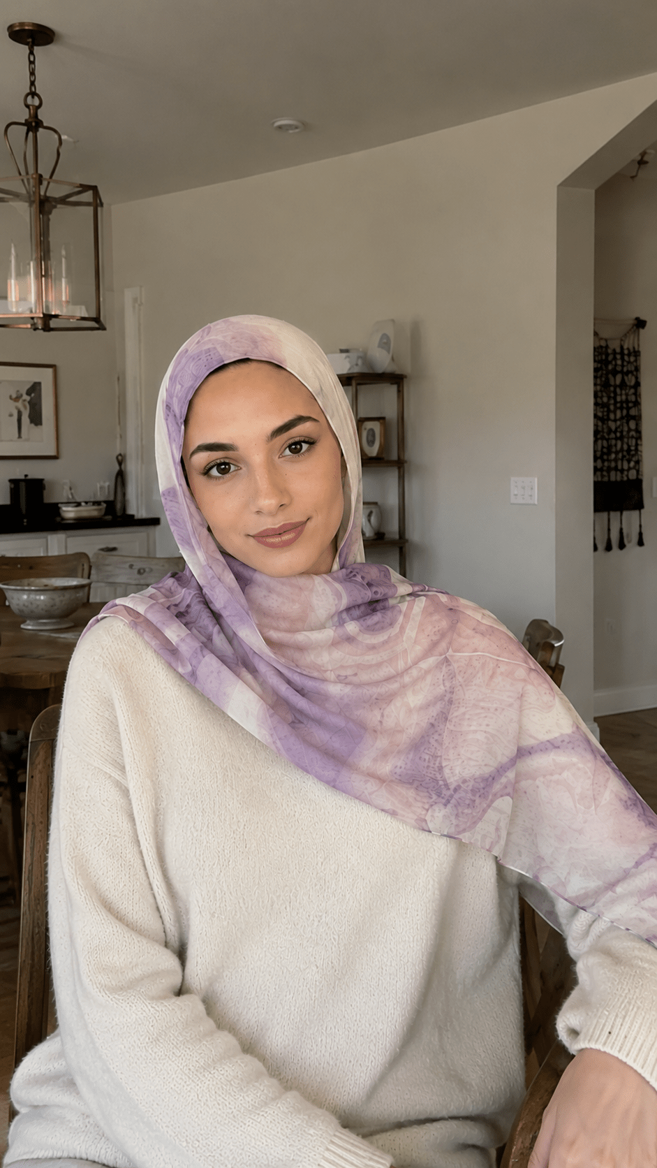 Lilac Watercolor Floral hijab shawl - view 4
