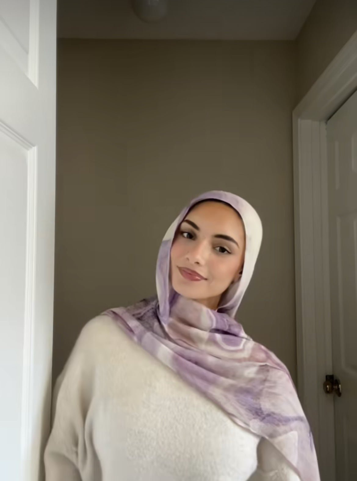 Lilac Watercolor Floral hijab shawl - view 1