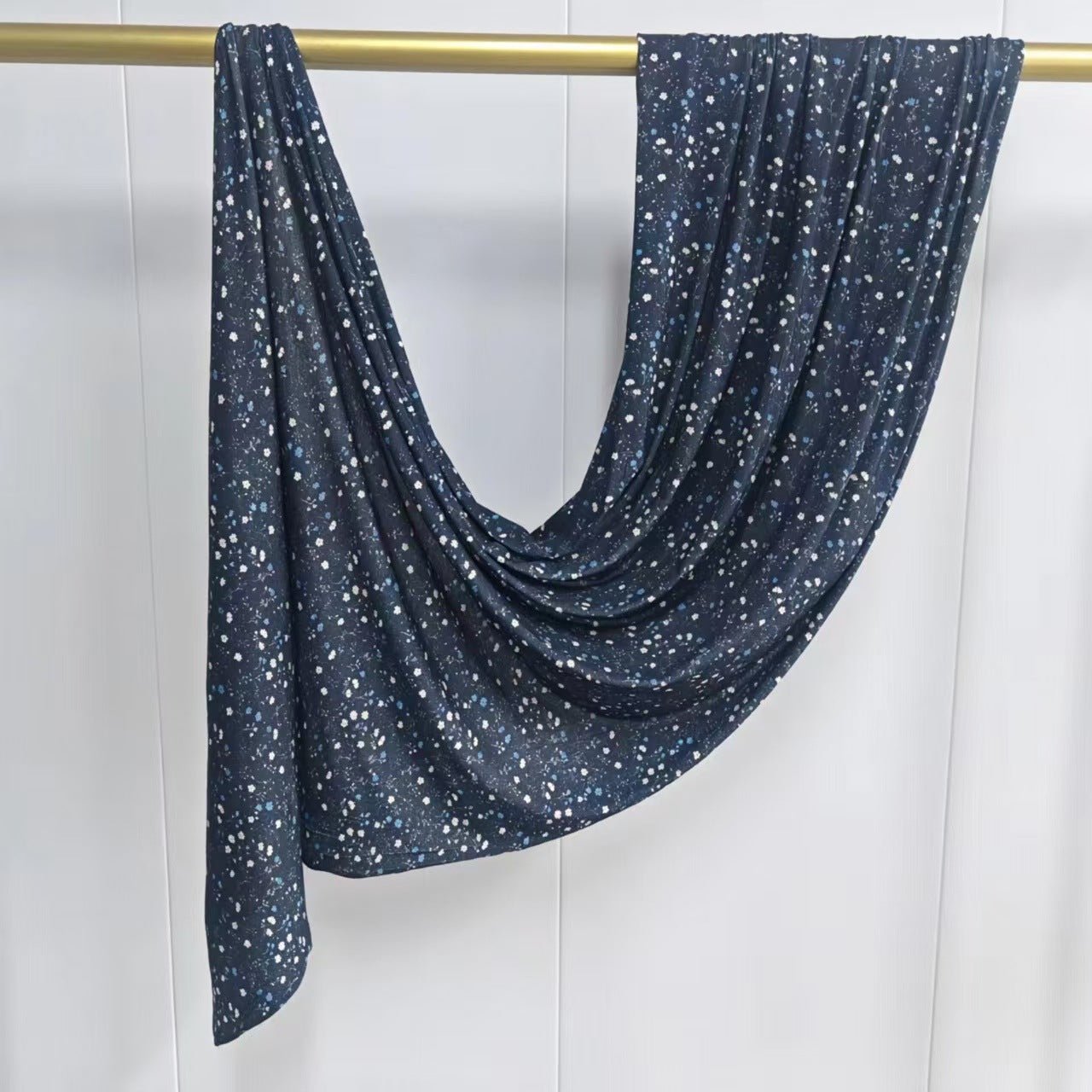 Deep Navy Speckle Mercerized Cotton Hijab | Lunar Elegance