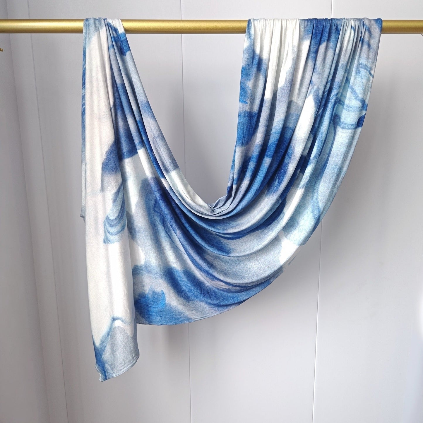 Blue Marble Mercerized Cotton Hijab | Lunar Elegance