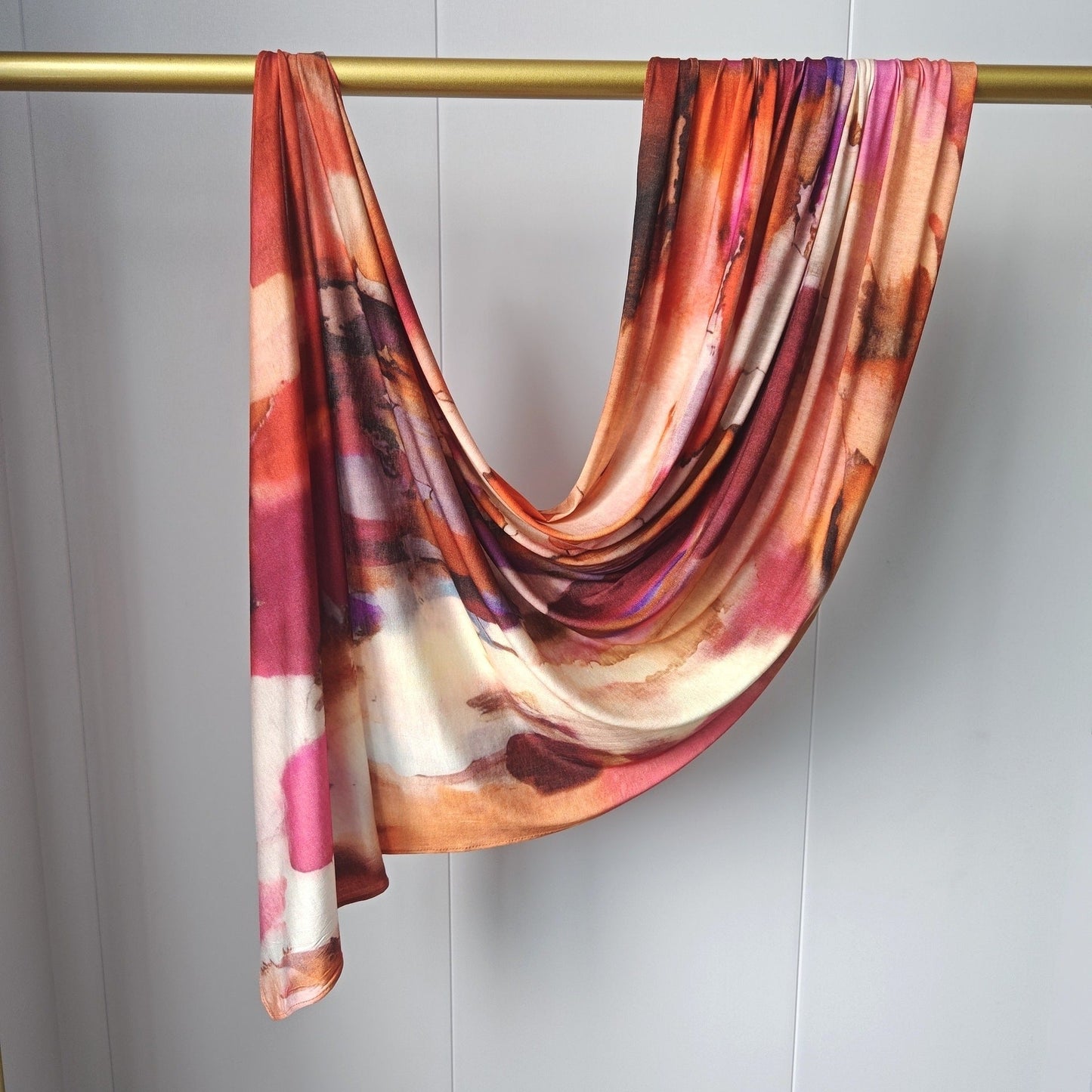 Terracotta Marble Mercerized Cotton Hijab | Lunar Elegance