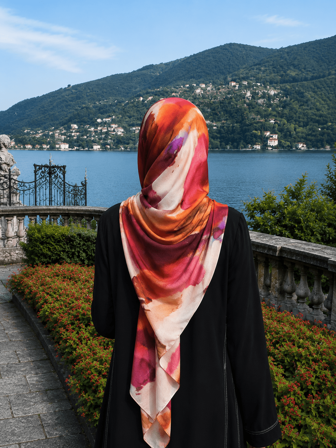 Terracotta Marble Mercerized Cotton Hijab | Lunar Elegance