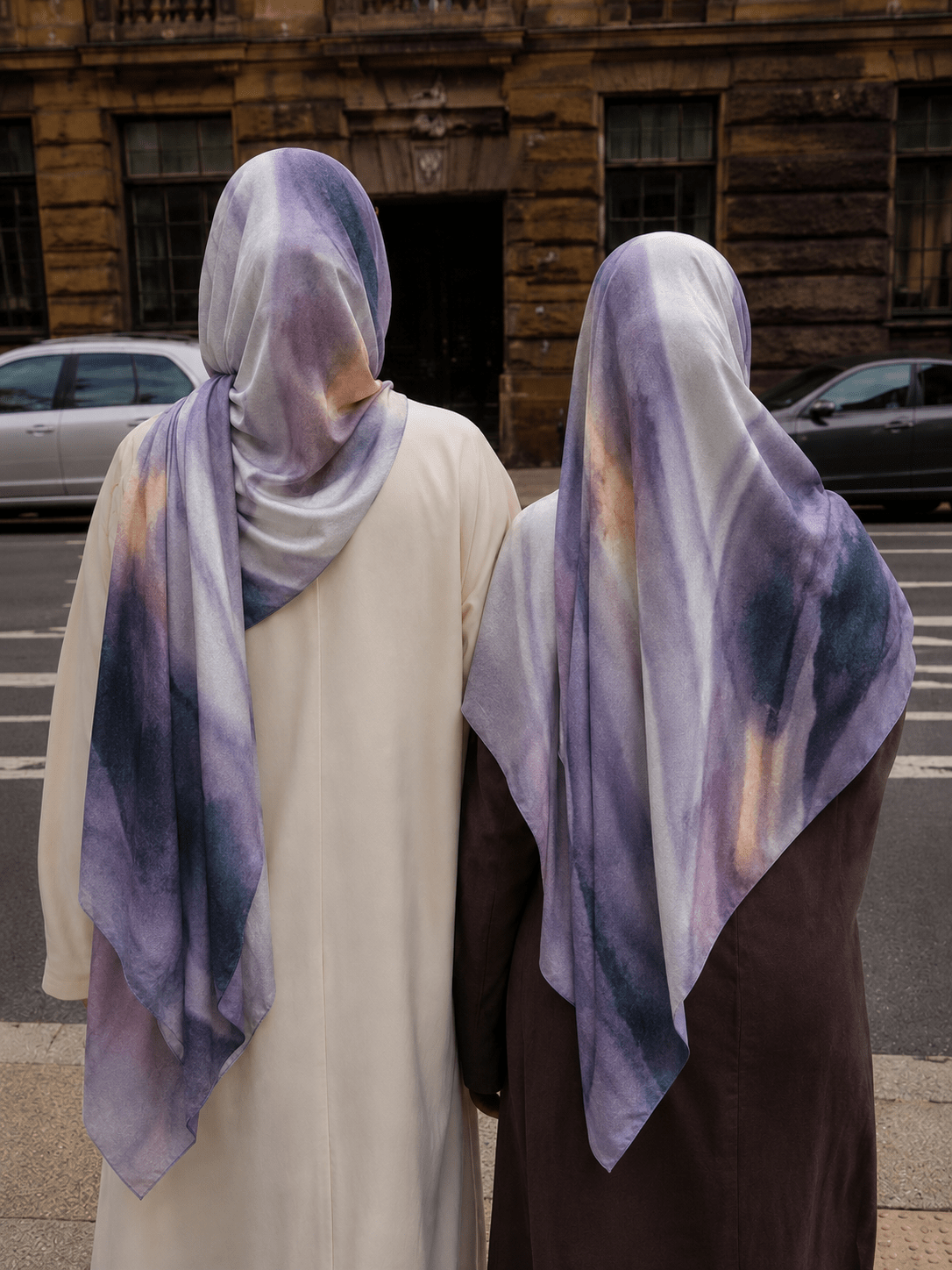 Smoky Purple Marble Mercerized Cotton Hijab | Lunar Elegance