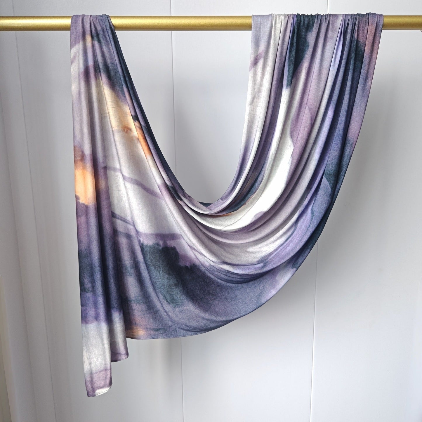 Smoky Purple Marble Mercerized Cotton Hijab | Lunar Elegance