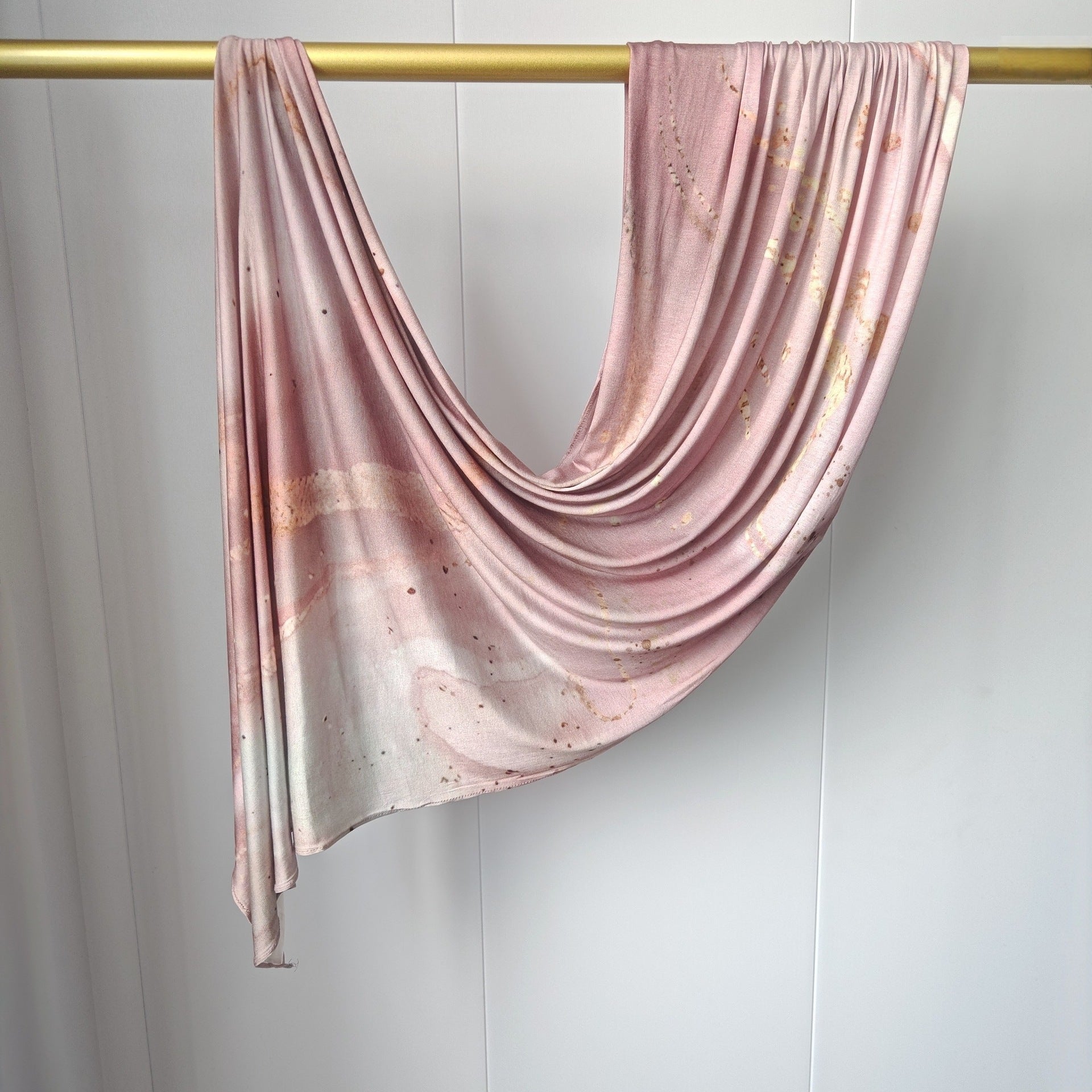 Blush Pink Marble Mercerized Cotton Hijab | Lunar Elegance