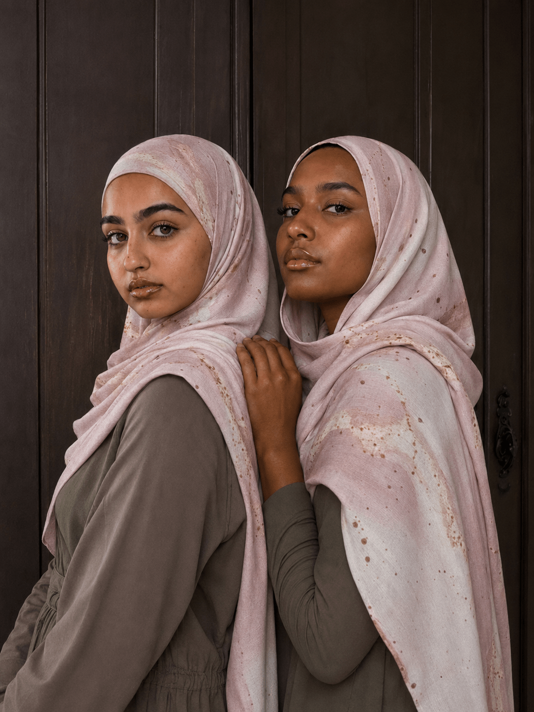 Blush Pink Marble Mercerized Cotton Hijab | Lunar Elegance