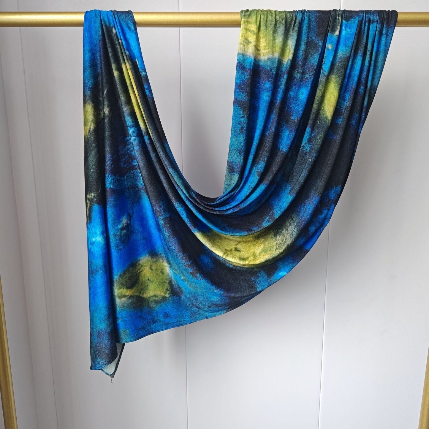 Ocean Blue Marble Mercerized Cotton Hijab | Lunar Elegance