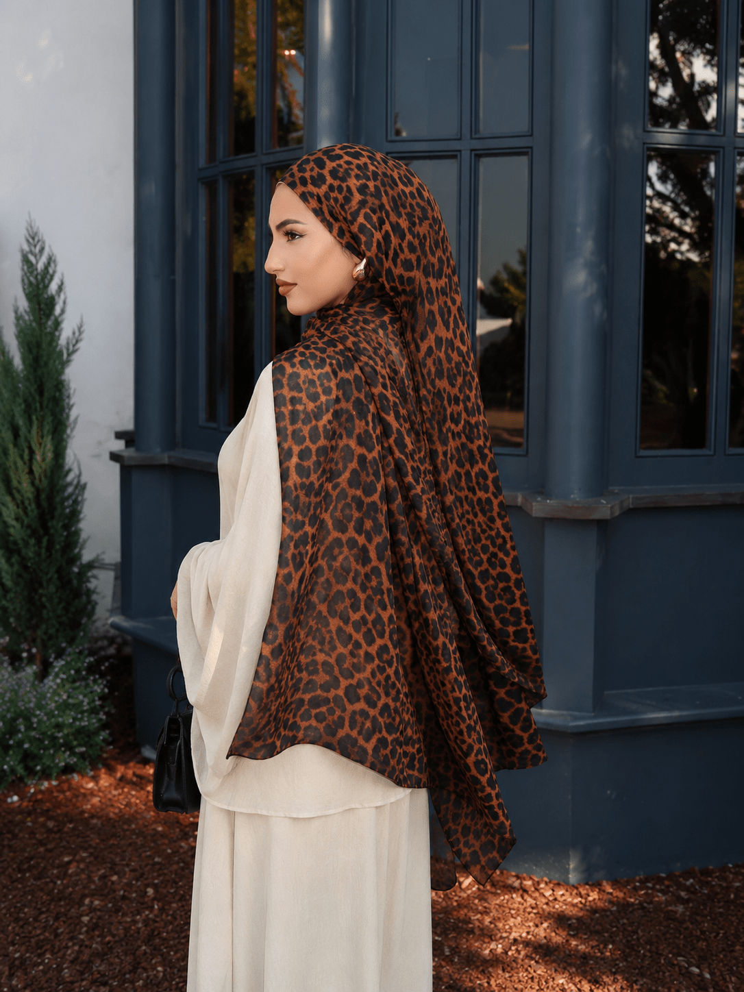 Leopard Print Mercerized Cotton Hijab | Lunar Elegance