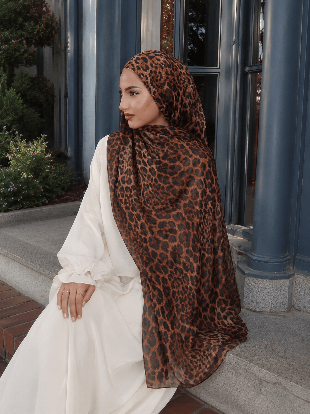 Leopard Print Mercerized Cotton Hijab | Lunar Elegance