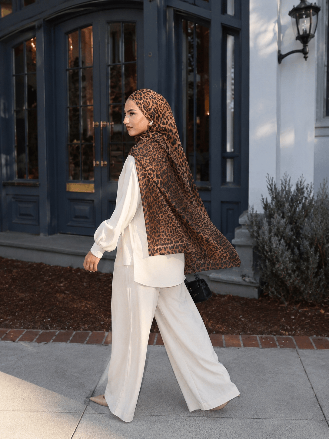 Leopard Print Mercerized Cotton Hijab | Lunar Elegance