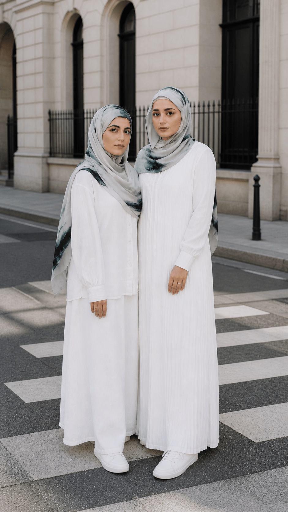 White Grey Ink Marble hijab shawl - view 6
