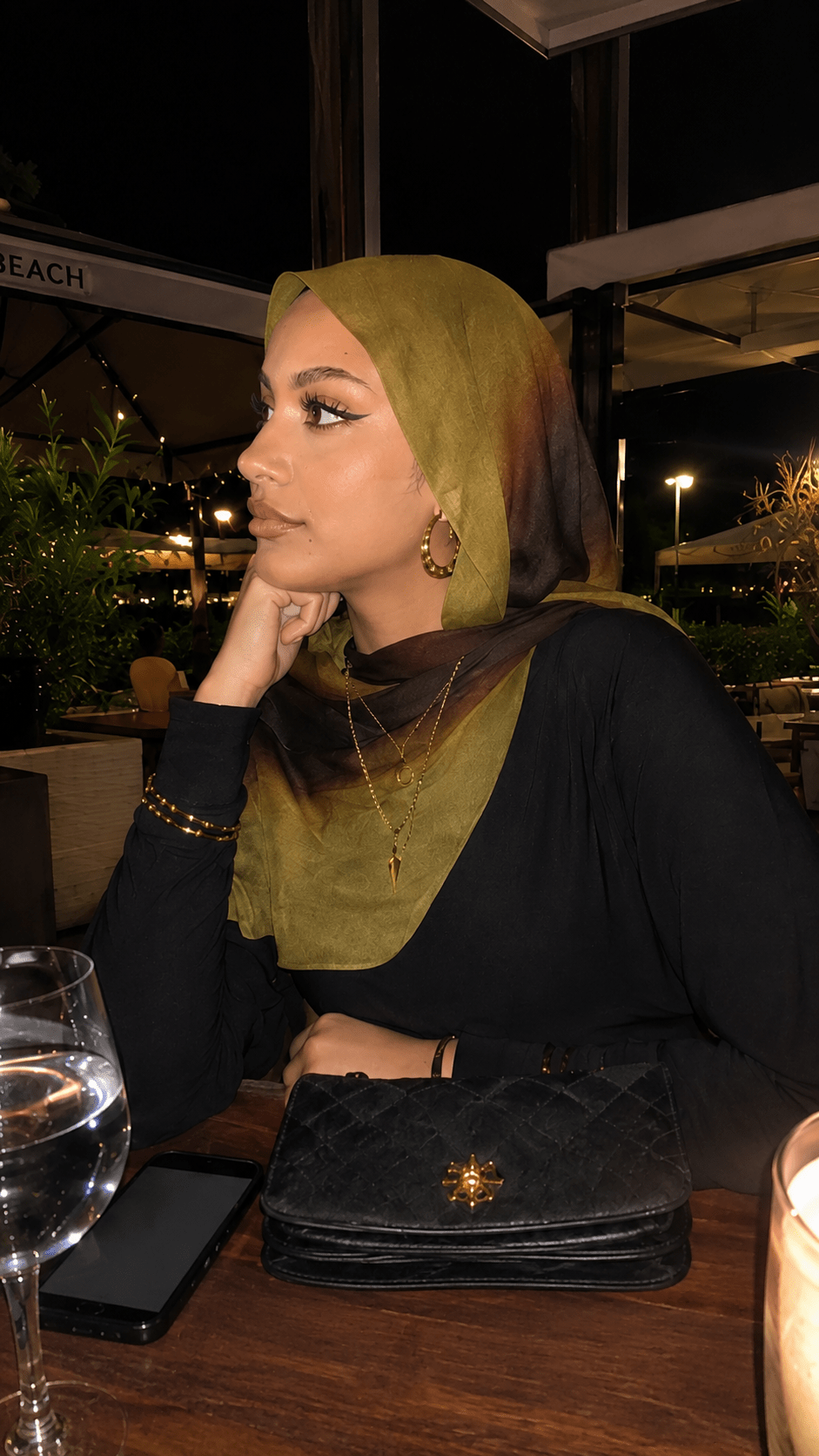 Olive Green to Brown Purple Ombre hijab shawl - view 3