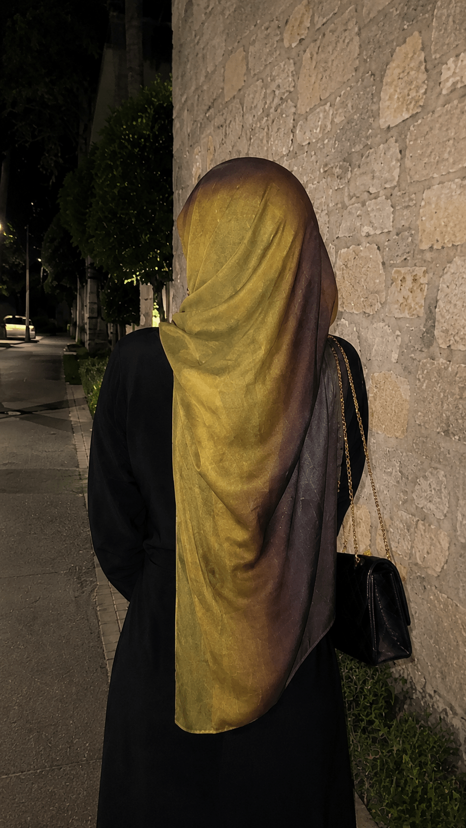 Olive Green to Brown Purple Ombre hijab shawl - view 4