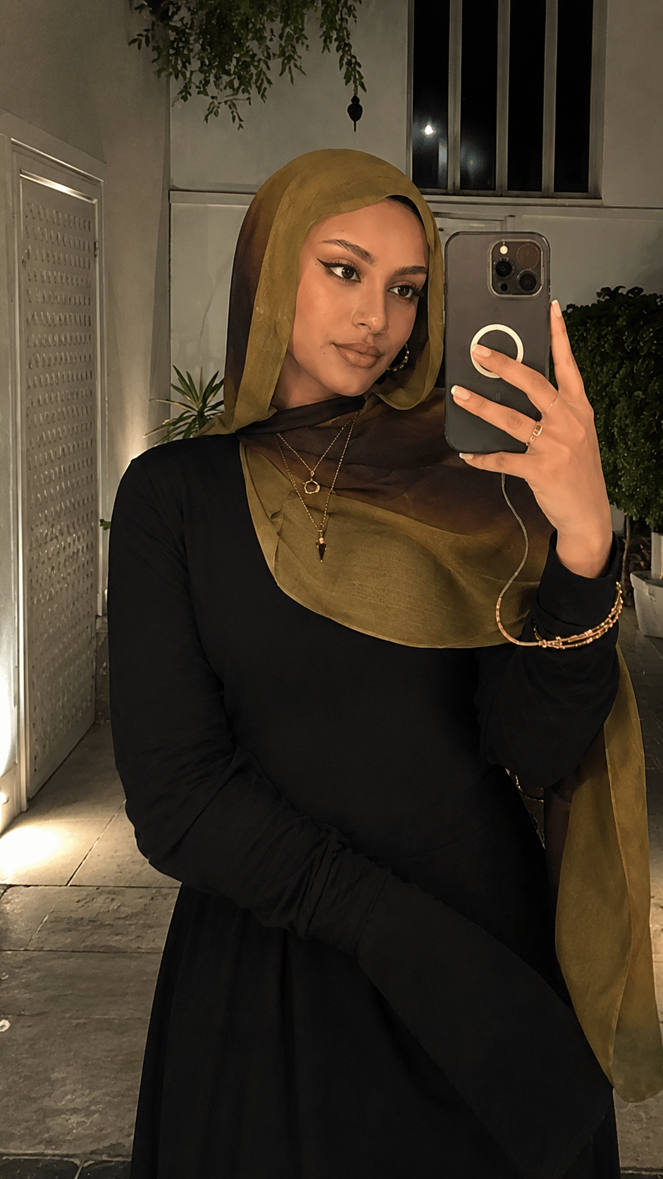 Olive Green to Brown Purple Ombre hijab shawl - view 5