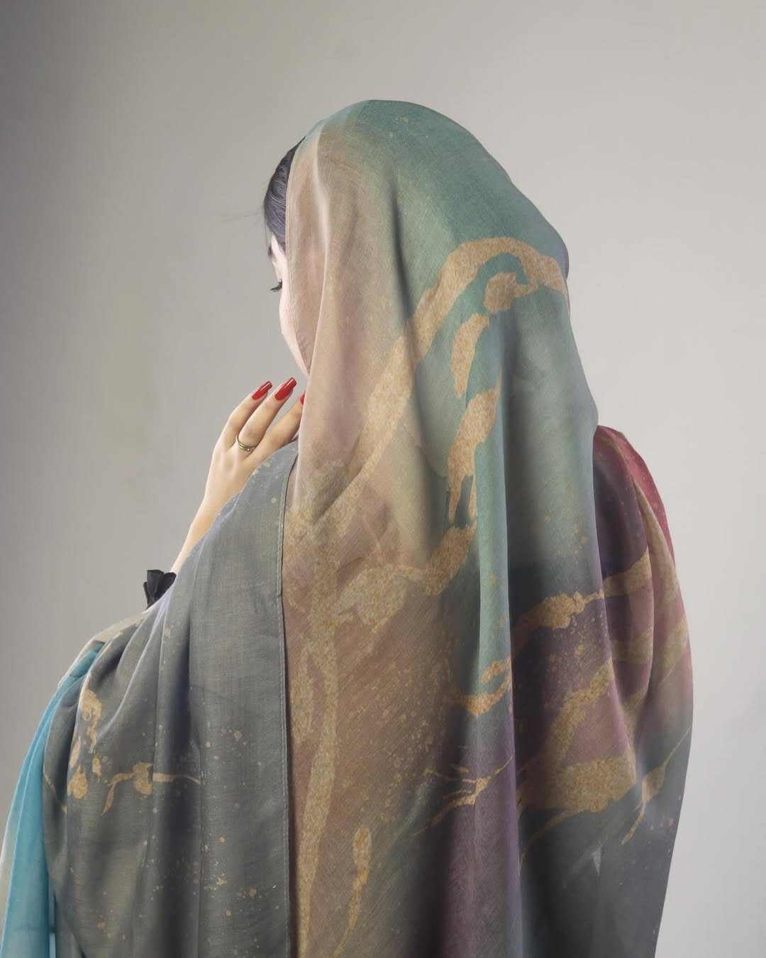 Multi-Tone Watercolor Patchwork hijab shawl - view 1