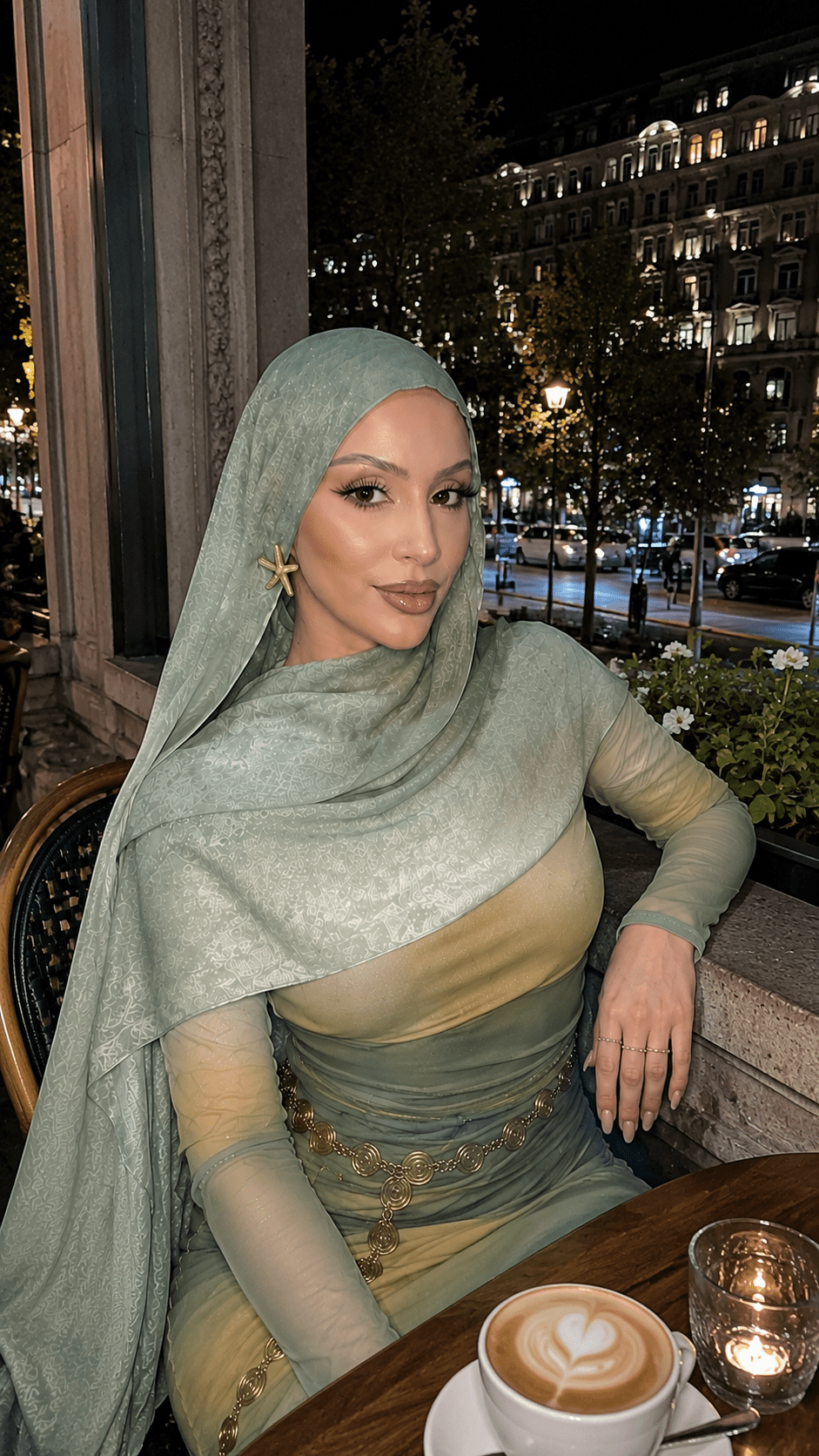 Mint Green to Gold Camel Ombre hijab shawl - view 4