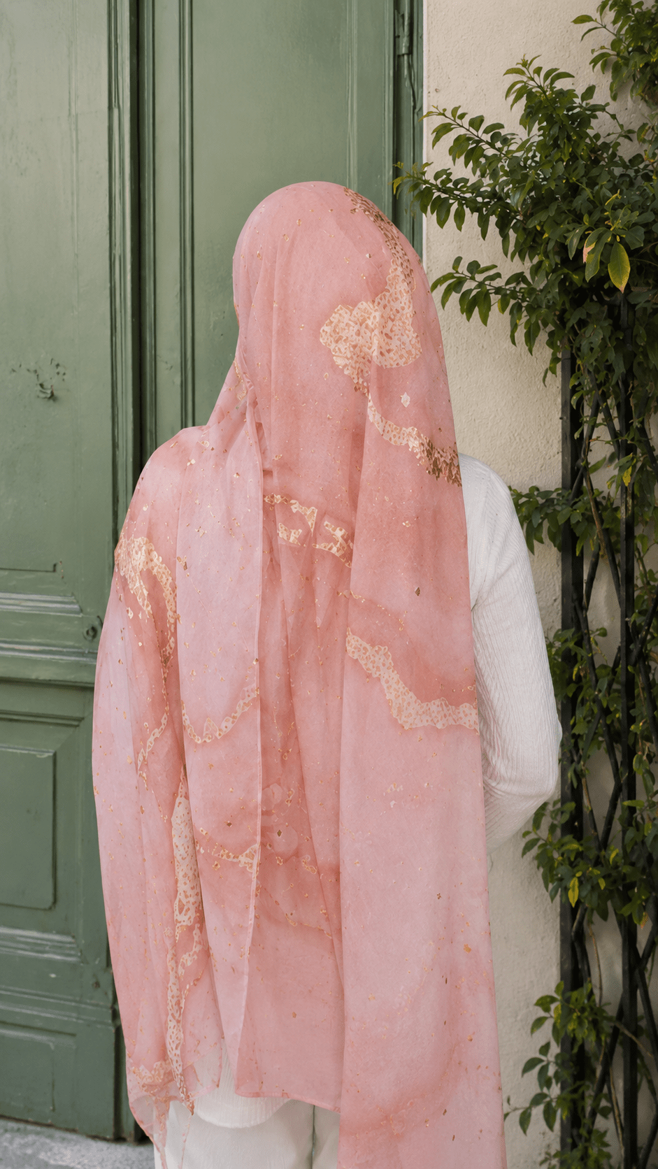 Blush Pink Rose Gold Foil Marble hijab shawl - view 3