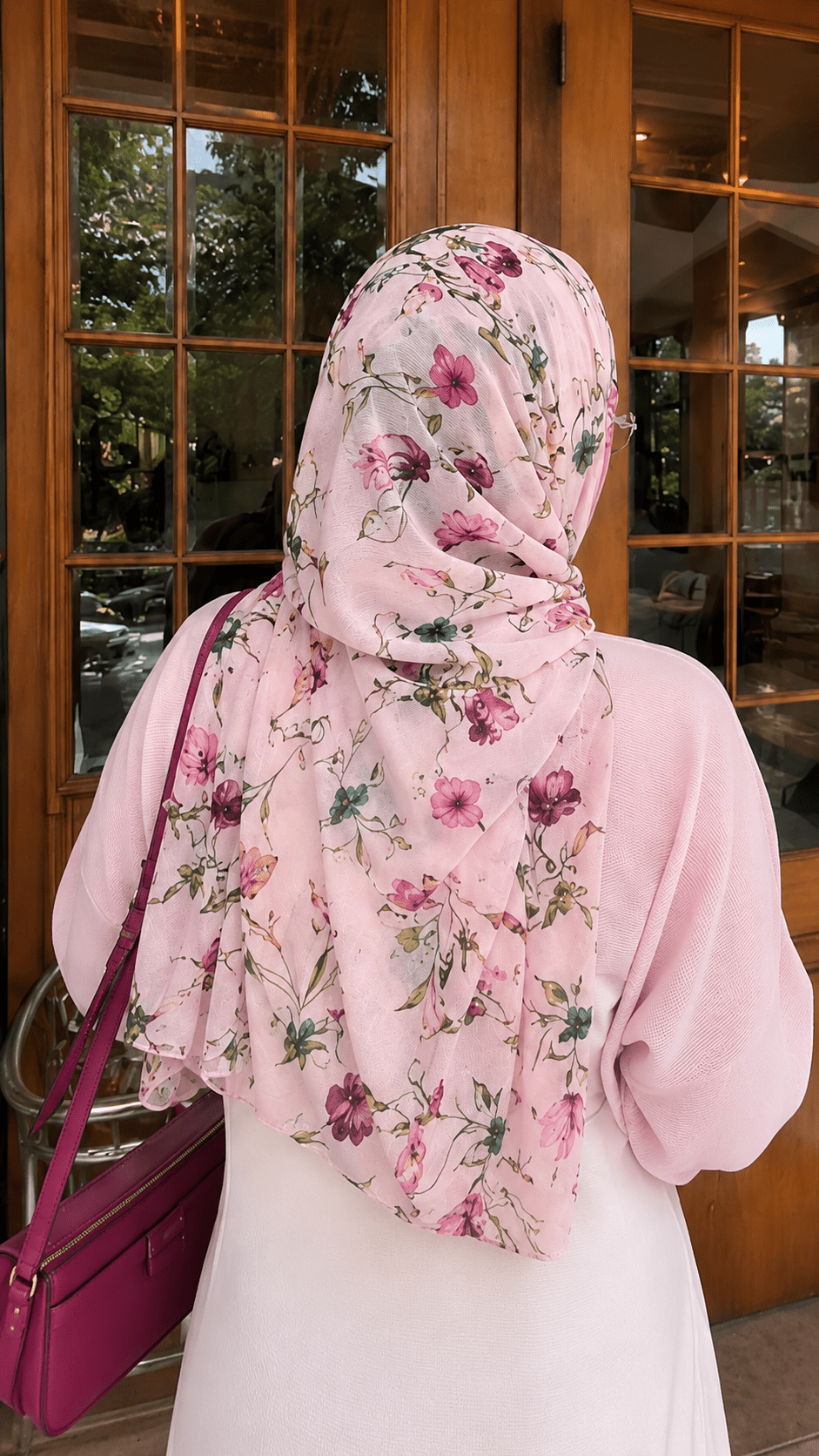 Blush Pink Rose Floral Vine hijab shawl - view 4