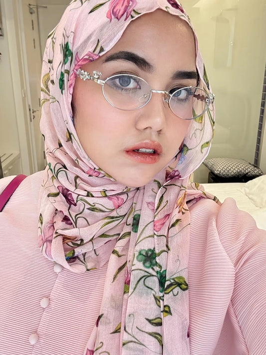 Blush Pink Rose Floral Vine hijab shawl - view 1
