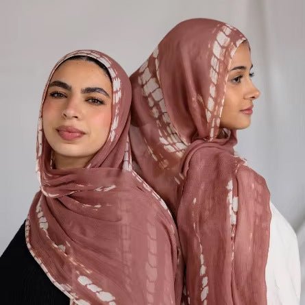 Rose Brown Gold Diamond Shibori hijab shawl - view 1